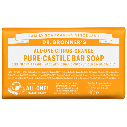 Citrus Orange Bar Soap, 140 g Dr. Bronner's Suihkugeelit