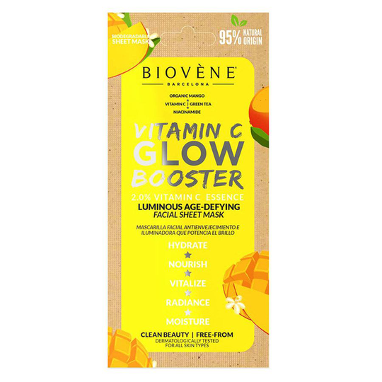 Biovène Vitamin C Glow Booster Age-Defying Organic Mango Biodegradable Sheet Mask 20 ml