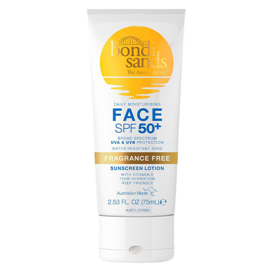Bondi Sands Fragrance Free Face Sunscreen Lotion SPF50 75ml