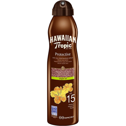 Hawaiian Tropic Dry Oil Argan C-Spray SPF 15, 180 ml Hawaiian Tropic Aurinkosuoja vartalo