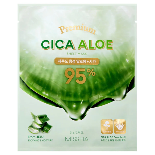Premium Cica Aloe Sheet Mask, MISSHA Kasvonaamio