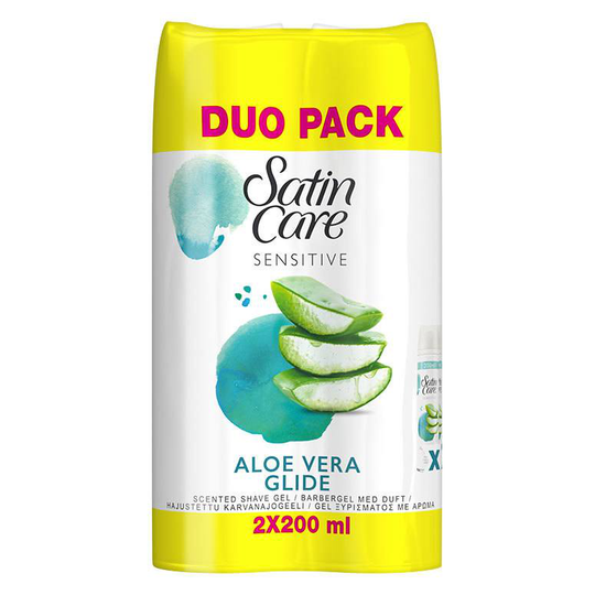 Gillette Venus Satin Care Shaving Gel Sensitive Aloe Vera Glide 2 x 200 ml