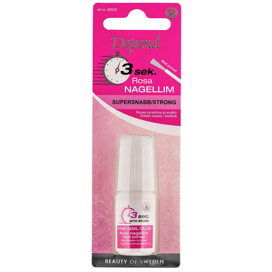 Rosa Nagellim med Pensel 3 Sek, Depend Irtokynnet